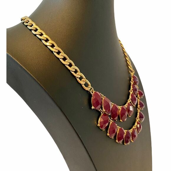 Deep Purple Double Tiered Large Link Statement Necklace. All stones intact - Picture 2 of 6